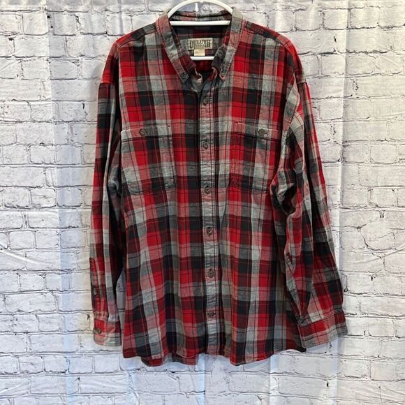 Duluth Trading Company Red Gray Long Sleeve Flannel Shirt 3XL - Picture 1 of 3